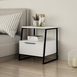 Hanah Home Mesilla de noche Pal - White v2 Blanco y Negro